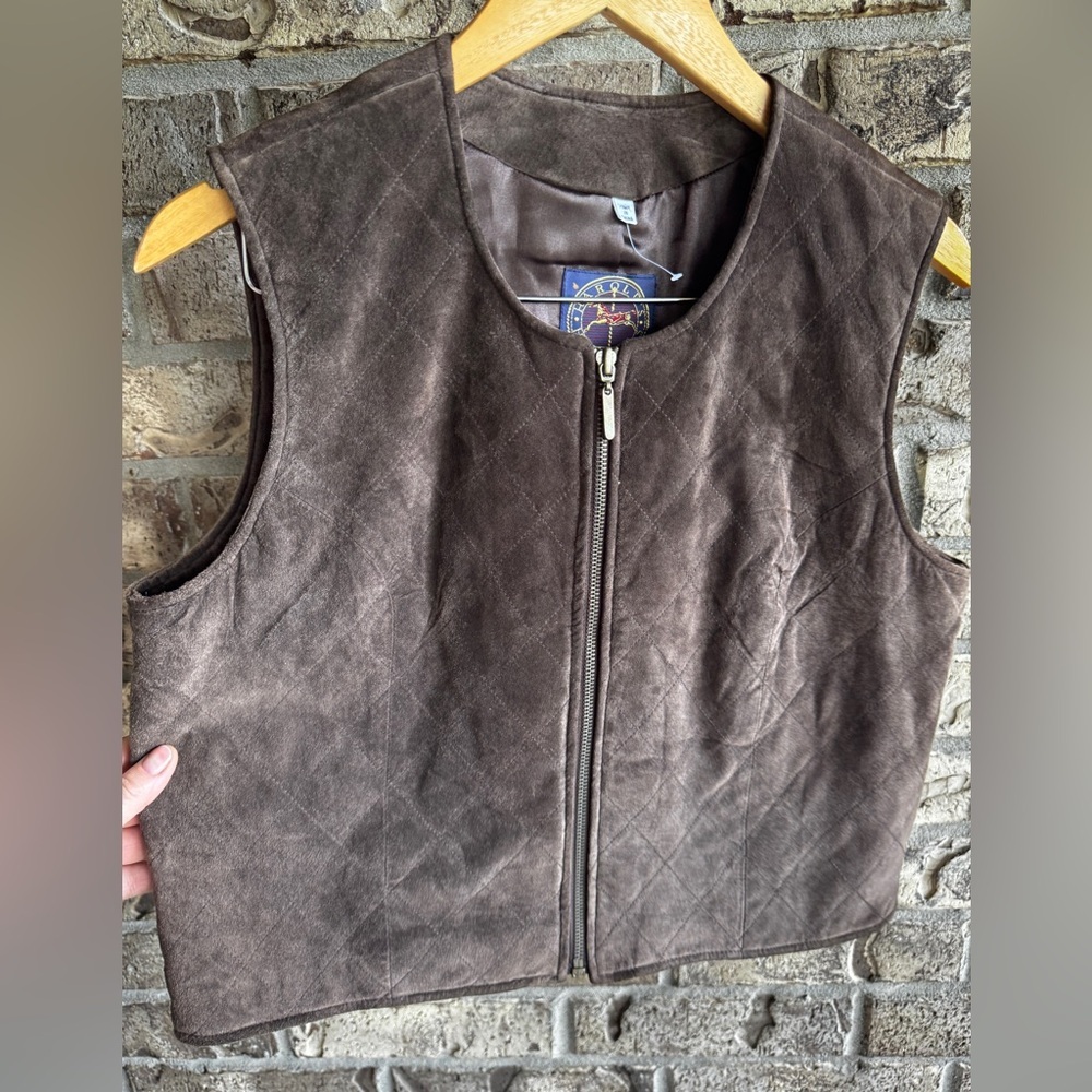 Harold’s Vintage Genuine Suede Leather Vest Brown Zip Western Boho Womens L - Picture 4 of 13